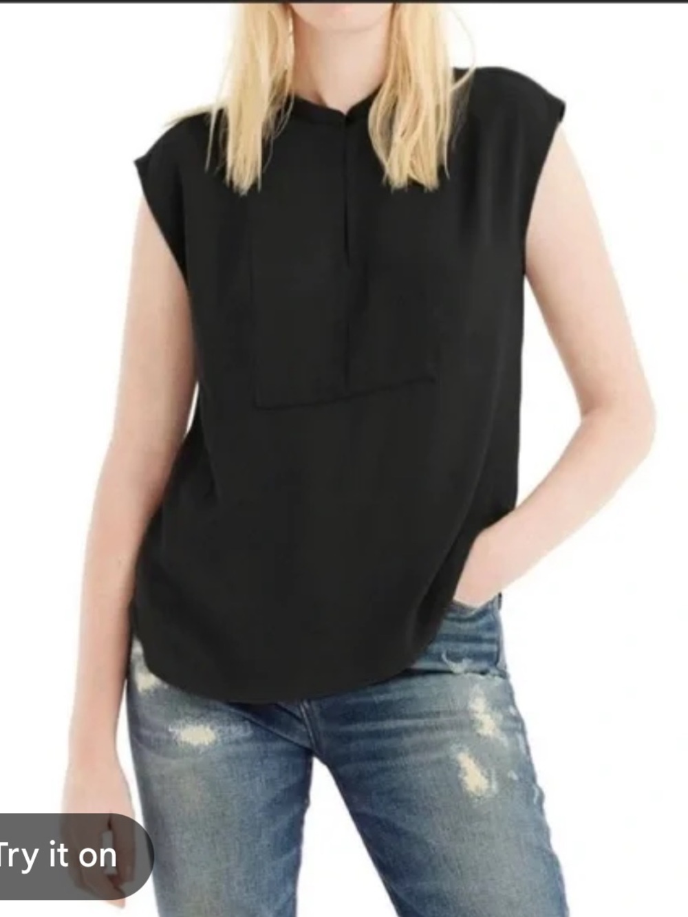 J. Crew Shirt - black cap sleeve relaxed fit blouse